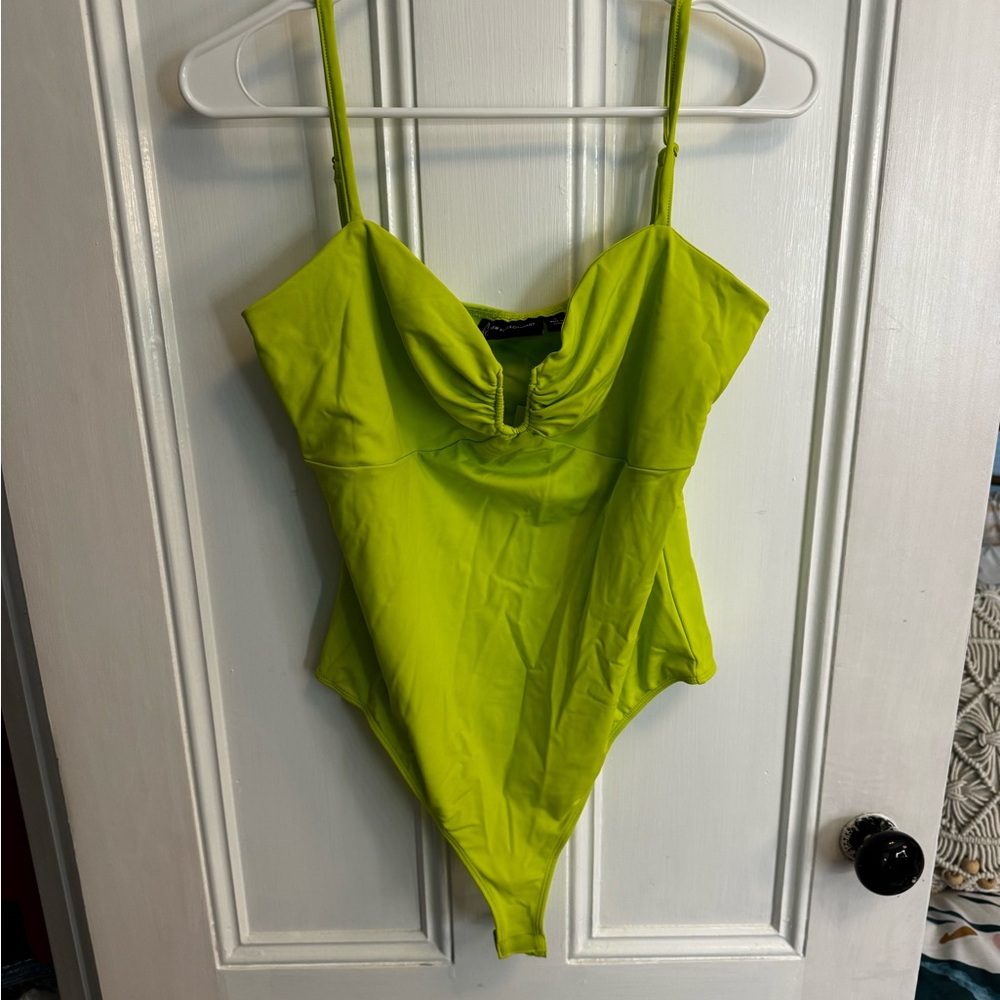 Lime green body suit